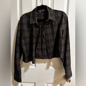 Cropped Zara plaid button down size medium